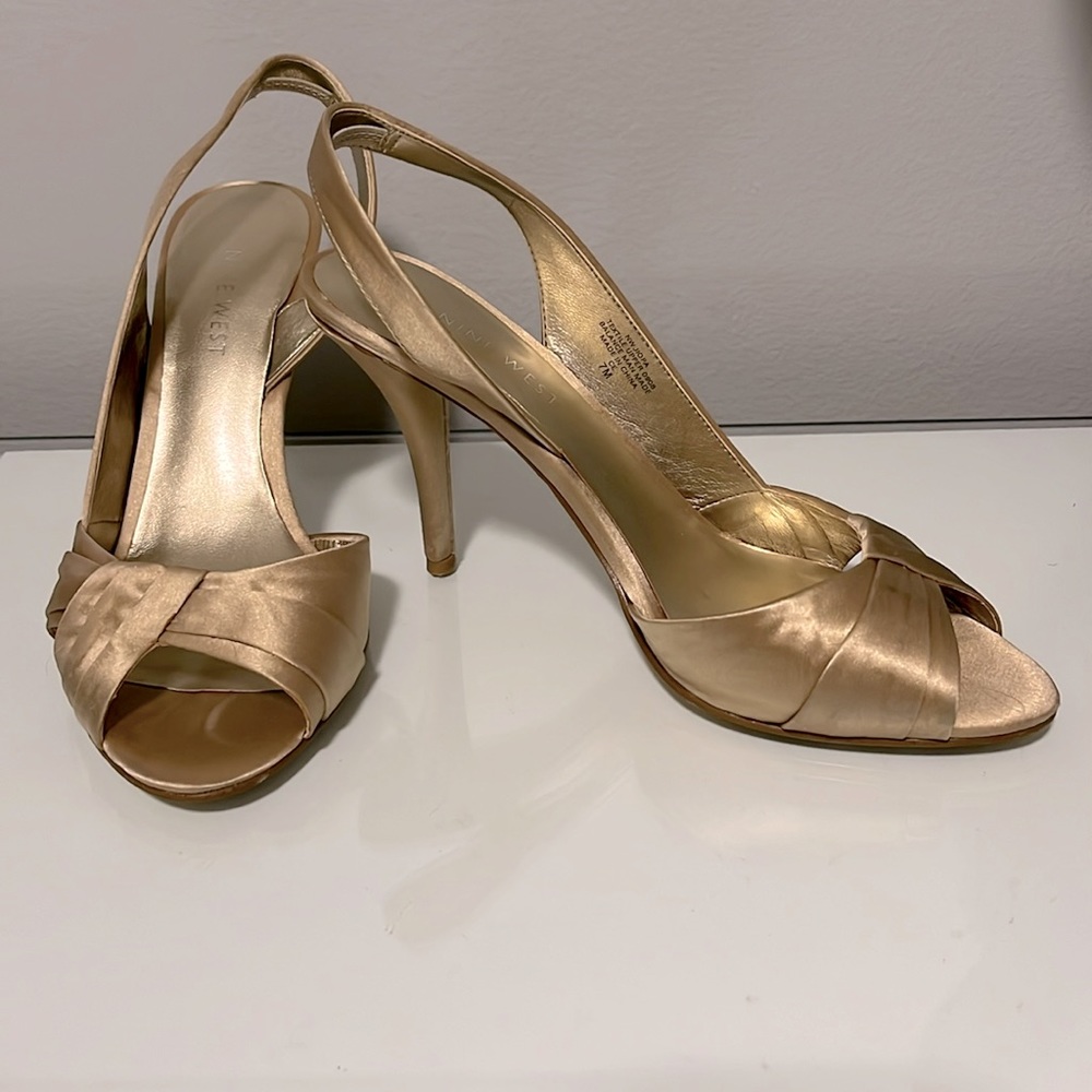 Nine West Gold Satin Heels